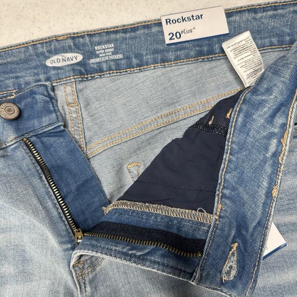 Old Navy Jeans Womens 20 Rockstar Super Skinny Ankle Blue Distressed Patches NEW - Picture 6 of 9